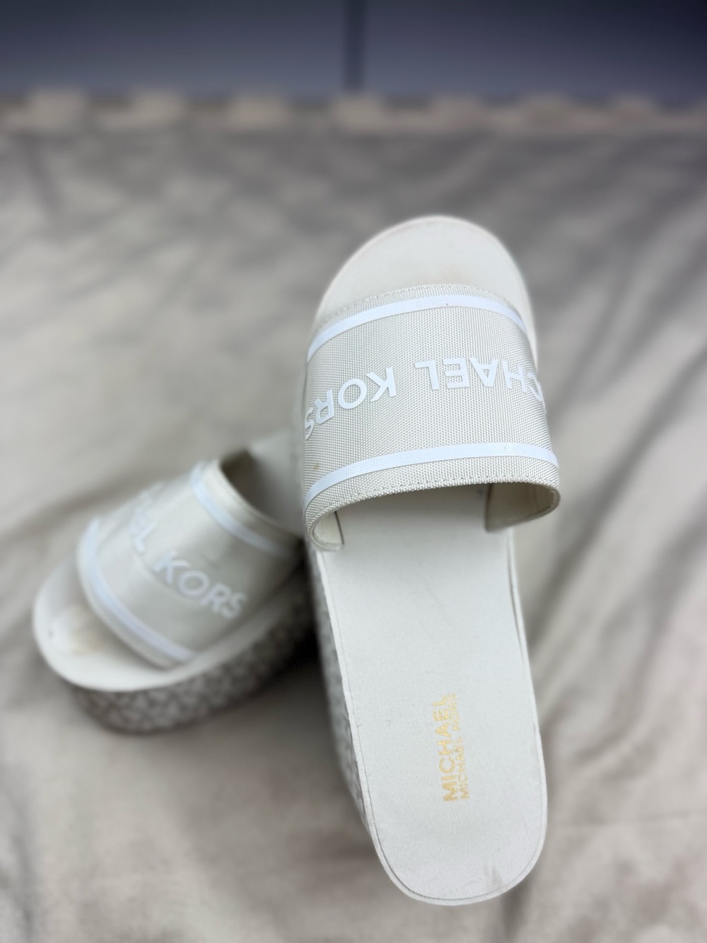 Michael Kors Women's Cream Slide Sandals